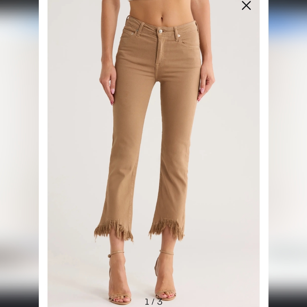Jonathan Simkhai River Jeans Womens 24 Camel Beige High Rise Straight Crop Luxe
